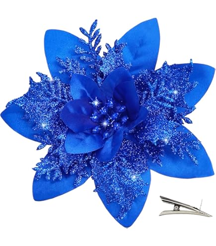 FUTUREORYY 2 Pièces Fleurs De Noël Poinsettia Paillettes