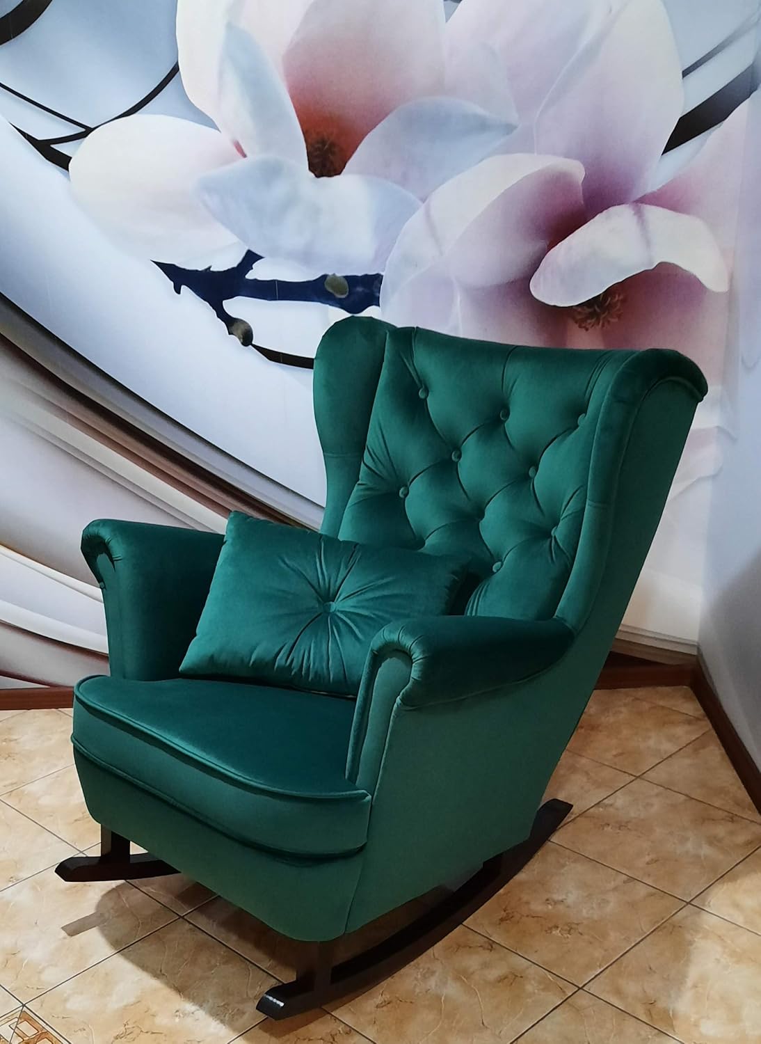 Salon Ou Chambre De Bebe Marthome Fauteuil A Oreilles A Bascule Fauteuil Dallaitement Fauteuil A Bascule Pour Chambre Velours Cuisine Maison Salon
