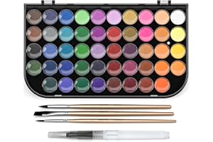 Nicpro Watercolor Paint Set, 48 Water Colors Kit with 3 Painting Brushes, Palette, Watercolor Pen, Non-toxic Paint by Number 