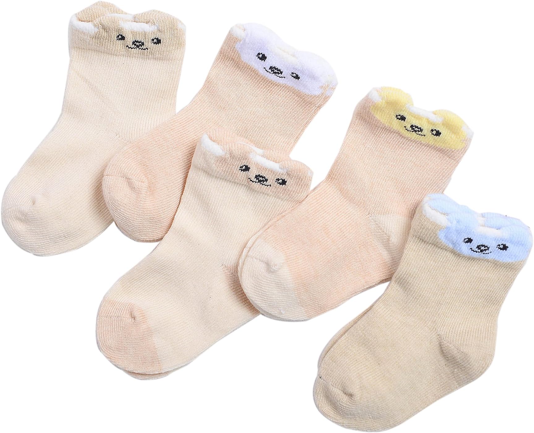 GZMM Newborn Baby Organic Cotton Socks Seamless Ankle 5 Pairs Pack For Infant Toddler