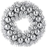 Silipull 14 Inch Christmas Ball Fireplace Tabletop Christmas Decorations Xmas Decorative Ball Ornaments Centerpiece Decor Holiday Table Decorations for Party Decor(Silver)