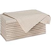 Natural Color Cotton Linen Blend Napkins Set of 12 - Hemmed 18x18 Inch Decorative Elegant Soft Washable Reusable Flax Dinner Napkin for Dining Table Décor Christmas Wedding Party & Everyday Use