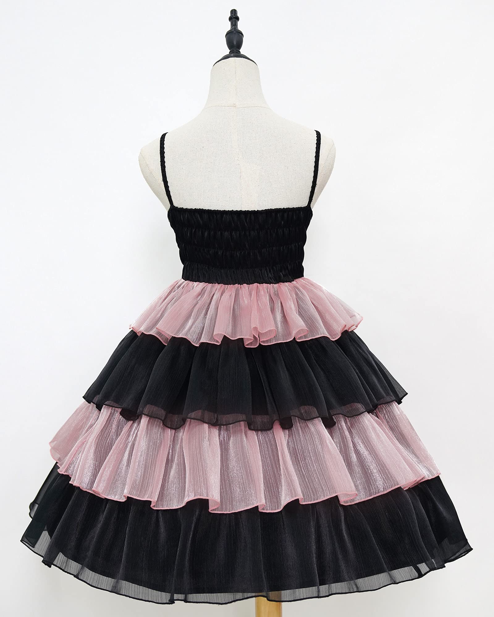ZZEQYG Womens Lolita Dress for Girl Gothic pink puff sleeve dress with Bow