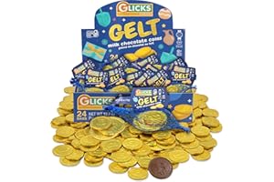 Glicks Milk Chocolate Gold Coins (24 Bags - 72 Coins) | Hanukkah, Chanukah Gelt | Kosher Milk Chocolate | Gluten Free, Product of Israel | Chalav Yisroel | For Holidays, Chanukah Parties & Dreidel Games or Every Day!