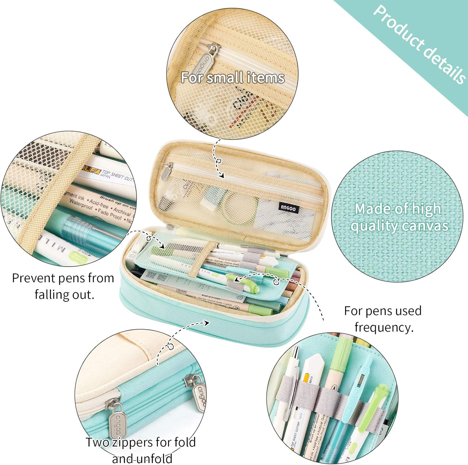 EASTHILL Pencil Case Big Pen Case Office College Large Storage Bag Pouch Holder Box Organizer for Student - Image 3