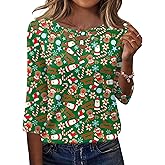 Rapbin Women Blouses Dressy Casual Spring Tops 3/4 Length Sleeve Womens T Shirts V Neck Criss Cross Tees