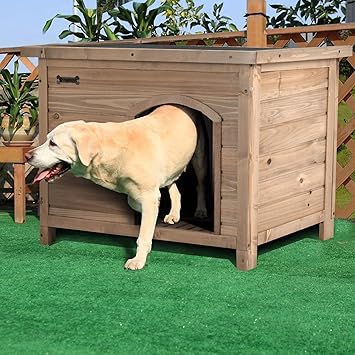 P Purlove Extra Large Wooden Dog Kennel For Outdoor Garden Indoor Pet Dog House Crate With Removable Floor And Openable Slanted Waterproof Roof
