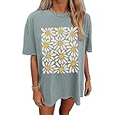 Oversized Tshirts for Women Wildflower Graphic Tees Hiking Crewneck Short Sleeve Clothes Casual Loose Hawaii Tops