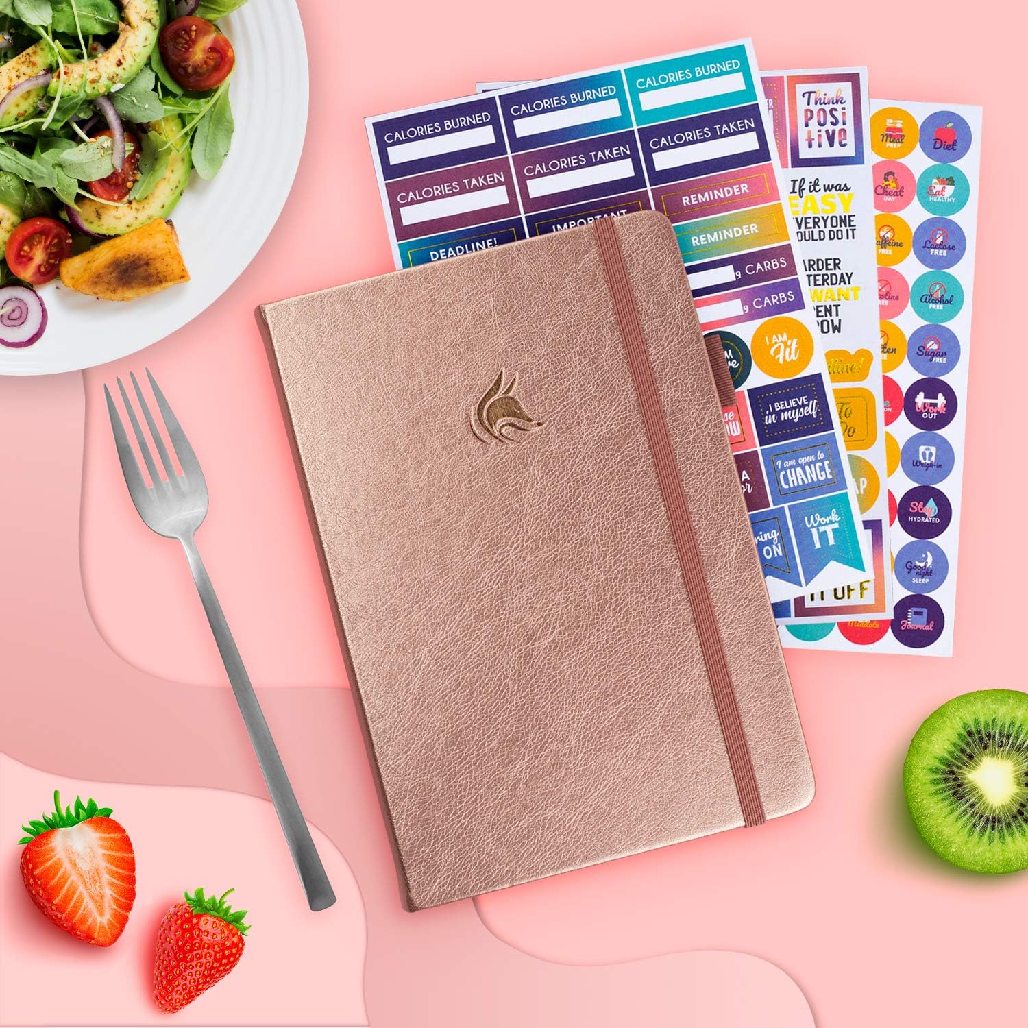 Clever Fox Wellness Journal - Weekly & Daily Health and Wellness Log, Food Journal & Meal Planner Diary for Calorie Counting, Notebook for Medical Condition Tracking, A5-Sized - Rose Gold : Office Products