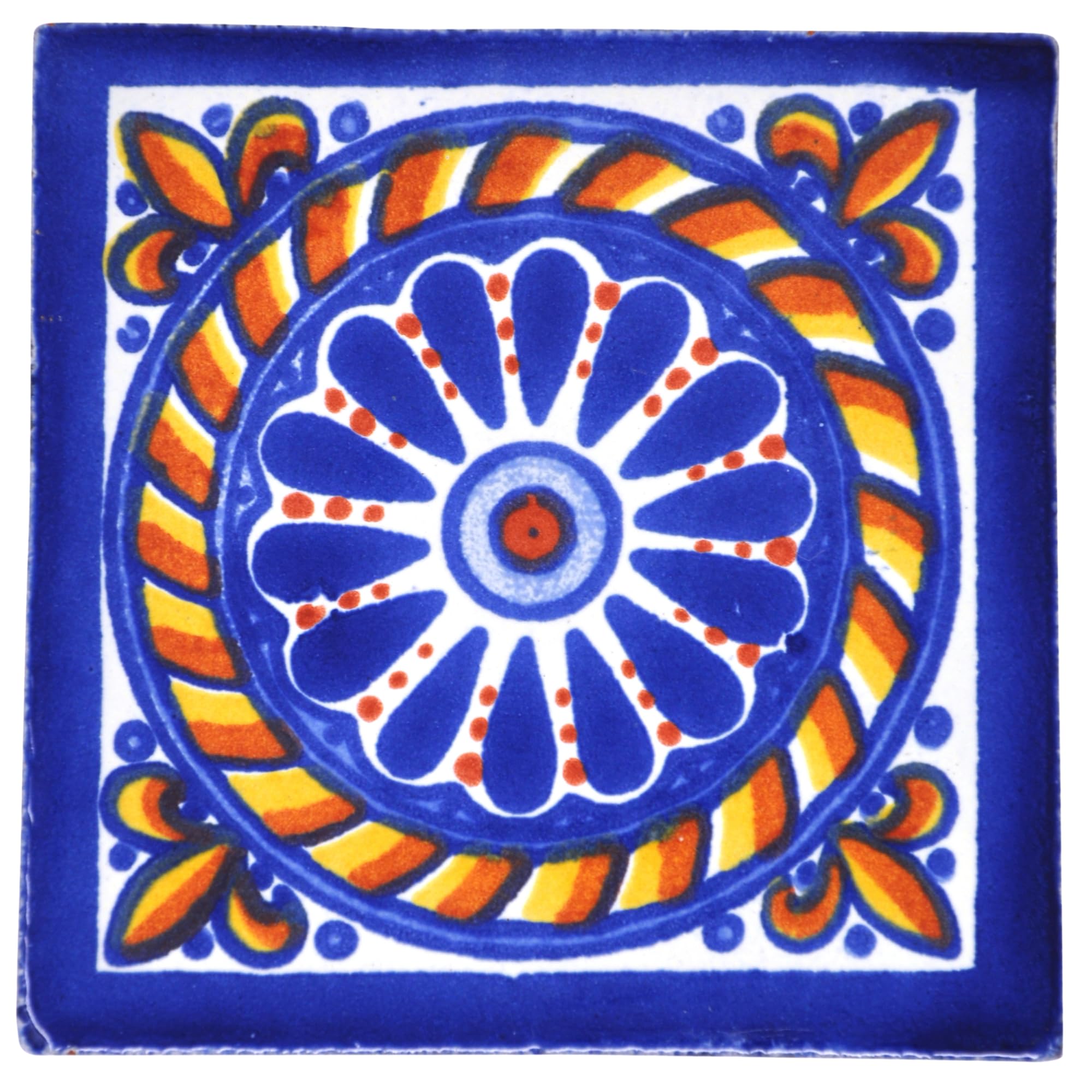 Tumia LAC Handmade Mexican Talavera Tile - Authentic Style Nesto Ceramic Tiles for Crafts, Backsplashes and Home Improvement - 10 Pack