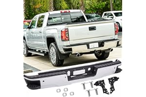 SAFAUTOPARTS Chrome Steel Step Bumper Rear Bumper Assembly for 2014-2018 Chevy Silverado GMC Sierra 1500 Pickup with Park Sensor Holes Replacement for GM1103175 23154013