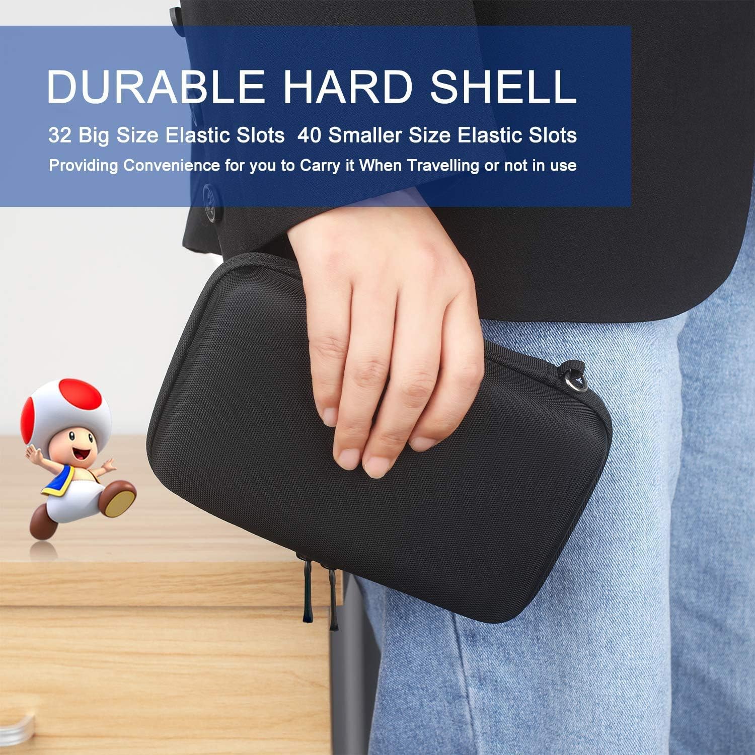 Momen Nintendo Switch Game Case of 72 in 1Cartridges Protective and Hard Storage Carrying Organizer Holders Bag with Double Zipper for Nintendo 3DS/2DS DS microSD Memory Cards(Black): Computers & Accessories