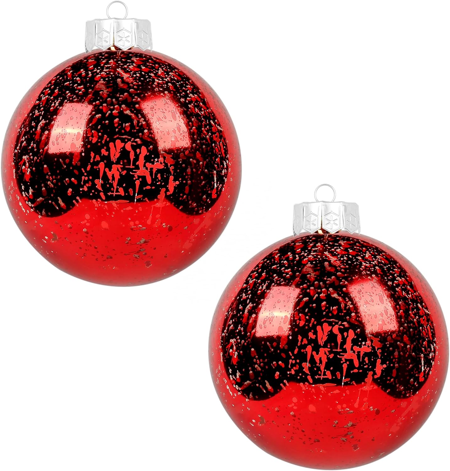 Ornaments - Sunshine 2 Pcs 6” Large Shiny Christmas Ball Ornaments,Giant Hanging Christmas Tree Ornament Decorations for Holiday, Extra Large Shatterproof Retro Mercury Balls Set (6inch, Red)