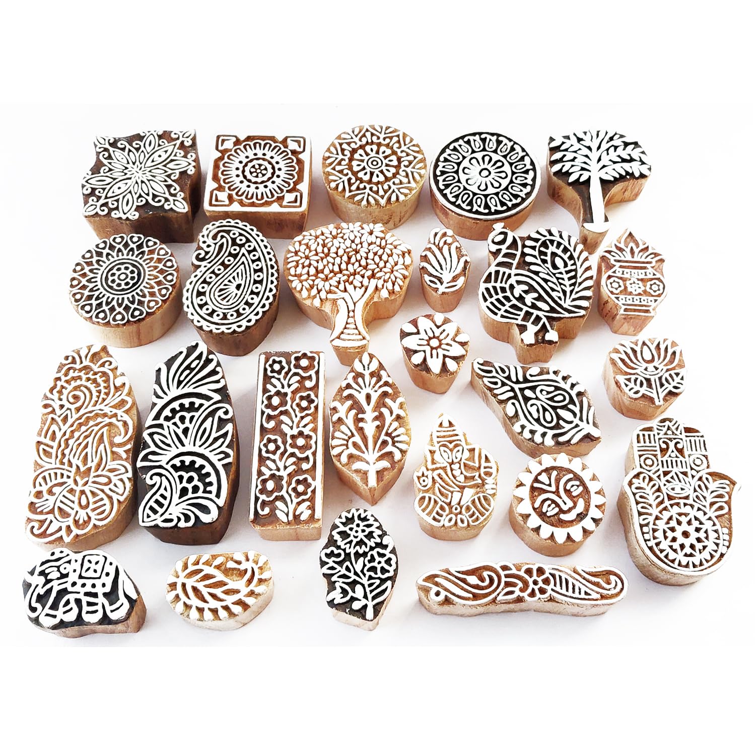 Royal Kraft Assorted Wooden Block Printing Stamps (Set of 25) Bulk01_25C
