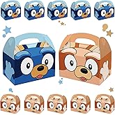 DRCYULP 16Pack Cartoon Dog Birthday Candy Bags Blue Cartoon Dog Goodie Gift Boxes for Kids Blue CartoonDog Theme Birthday Party Favors Bags Baby Shower Decorations