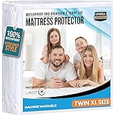 Utopia Bedding Waterproof Mattress Protector Twin XL Size, Premium Terry Mattress Cover 200 GSM, Breathable, Fitted Style with Stretchable Pockets (White)