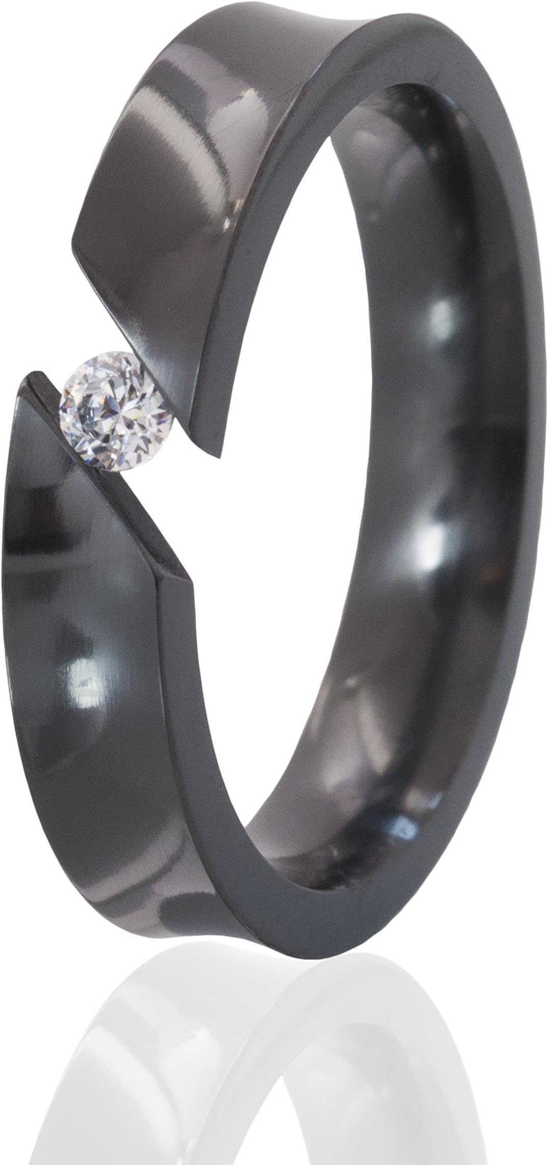 Tension Set Black Zirconium Ring