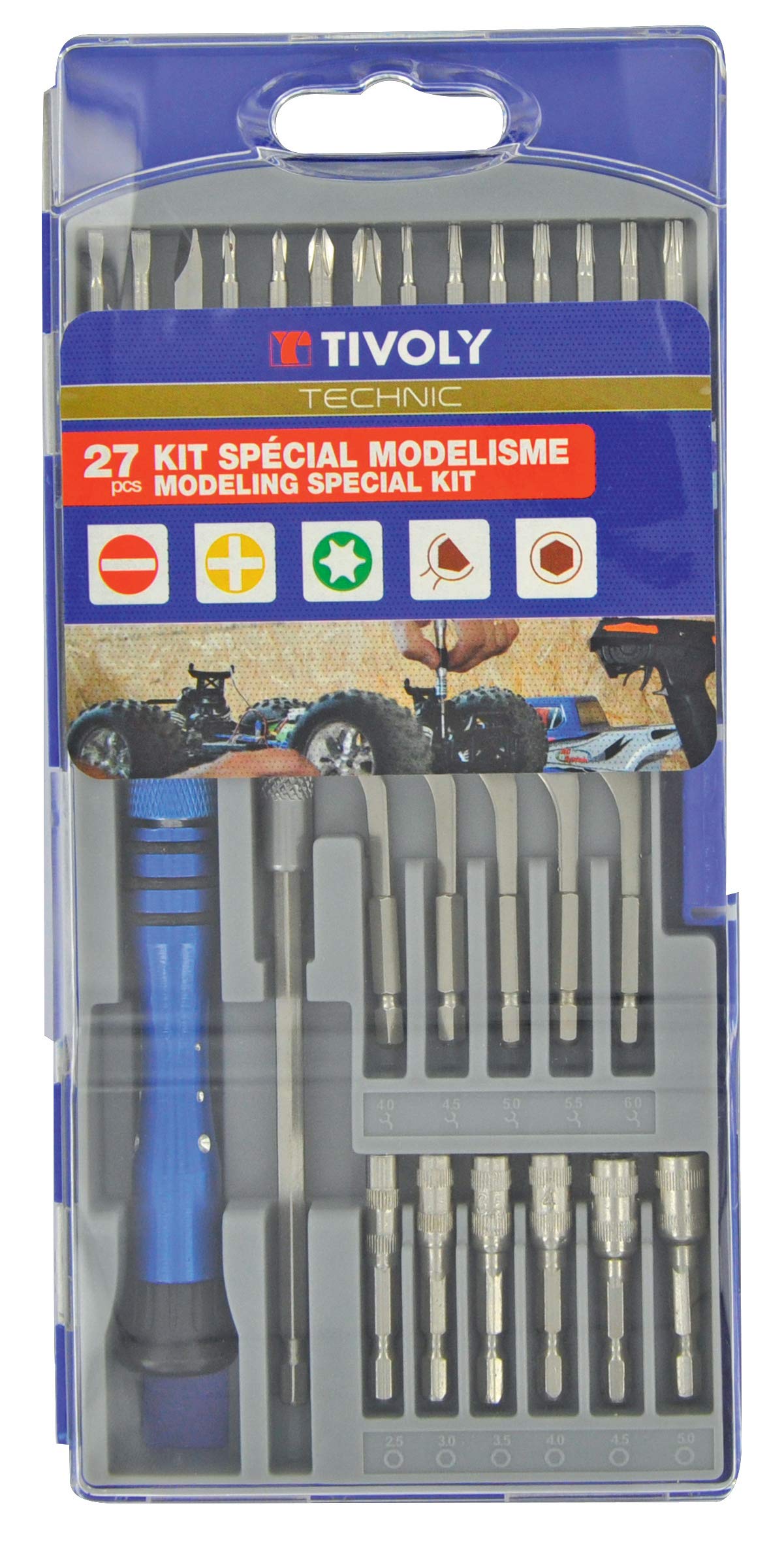 TIVOLY 11501570025 Set of 27 Precision Hexa Screwdriver Bits 4 Inch