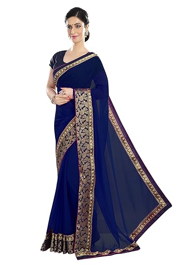 Womans Multicolor Chiffon Saree With Blouse Piece