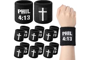 Misdary 6 Pair Faith Cross Drip Wristband Baseball Drip Baseball Accessories Cross Sports Wristband Absorbent Sweat Band Athletic Christian Faith for Sports Basketball Football Gym Workout