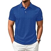 ZITY Mens Golf Shirts Short Sleeve Print Moisture Wicking Polo Shirt | 3 Button, Performance, Quick-Drying, Lightweight, Patterns Casual Polo Shirts for Men