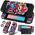 Xinocy for Nintendo Switch Case Cute Cartoon Anime Design Cases Kawaii Fun Funny Fashion Soft Slim Protective Shell Cover + 2 Thumb Caps for Kids Boys Teens Girls for Switch 2017 Black