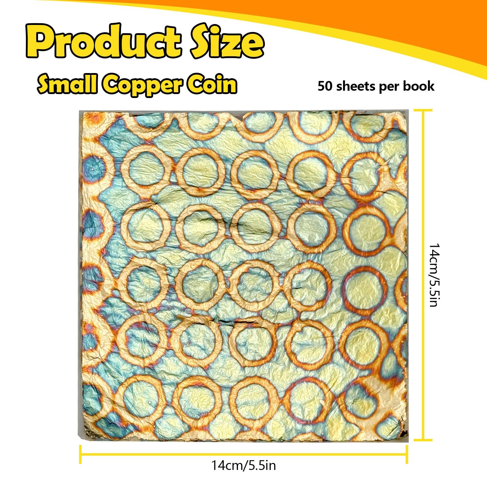 Sekonow Variegated Gold Leaf Sheets 50pcs, Colorful Imitation Gold Foil Sheets Paper Booklet for Art Craft Painting Gilding Decoration, 5.5