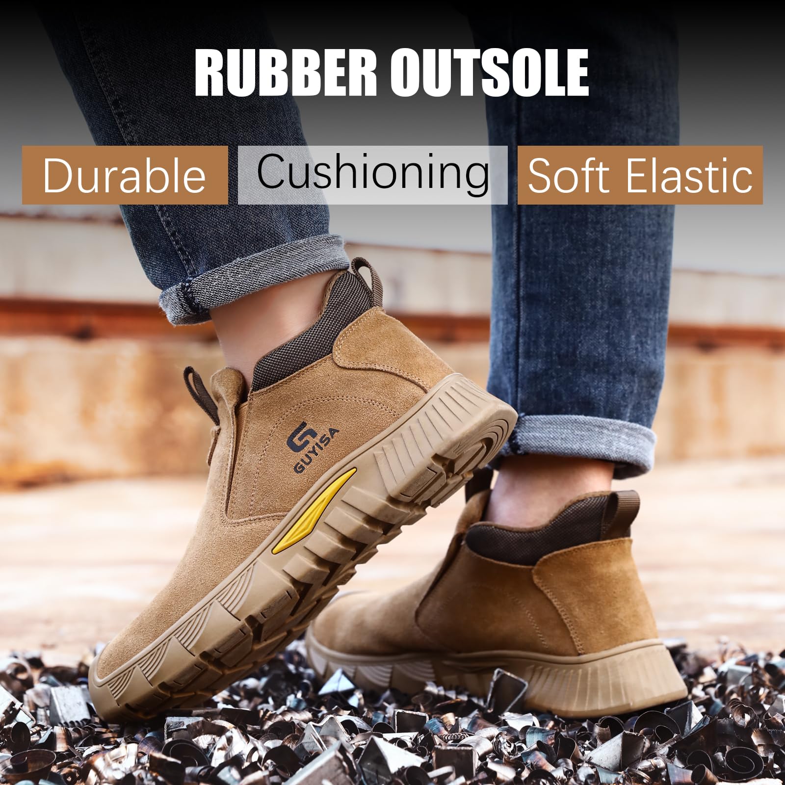 GLANOUDUN Welding Work Boots for Men Slip on Steel Toe Shoes for Men Indestructible Steel Toe Boots Welder Men's Working Shoes Fireproof Safety Footwear for Construction Men's Work & Safety Footwear