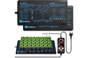 Hon&Guan 2 Packs 10"x 20.75" Seedling Heat Mat with Digital Thermostat Combo Set,Waterproof Plant Heating Pad for Germination,Indoor Gardening,Greenhouse