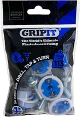 Gripit Blue Heavy-Duty Plasterboard Fixings Pack of 8 - Holds 113kg UK Designed