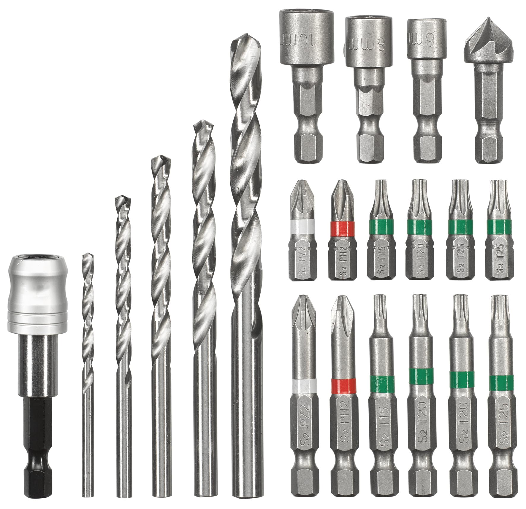 Original Einhell Bit Drill Box 22-Piece S-Box Tool Accessories (22-Piece Bit and Drill Set, Suitable for All Drills with a 1/4 Inch Hex Socket, Includes Storage Box)