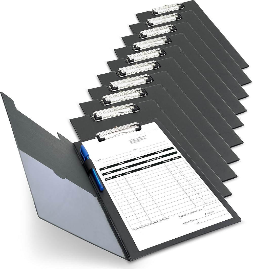 Rapesco 1520A Business Pack: 10 A4+ Clipboards Black Foldover