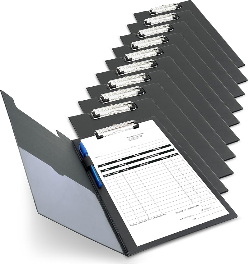 Rapesco 1520A Business Pack: 10 A4+ Clipboards Black Foldover