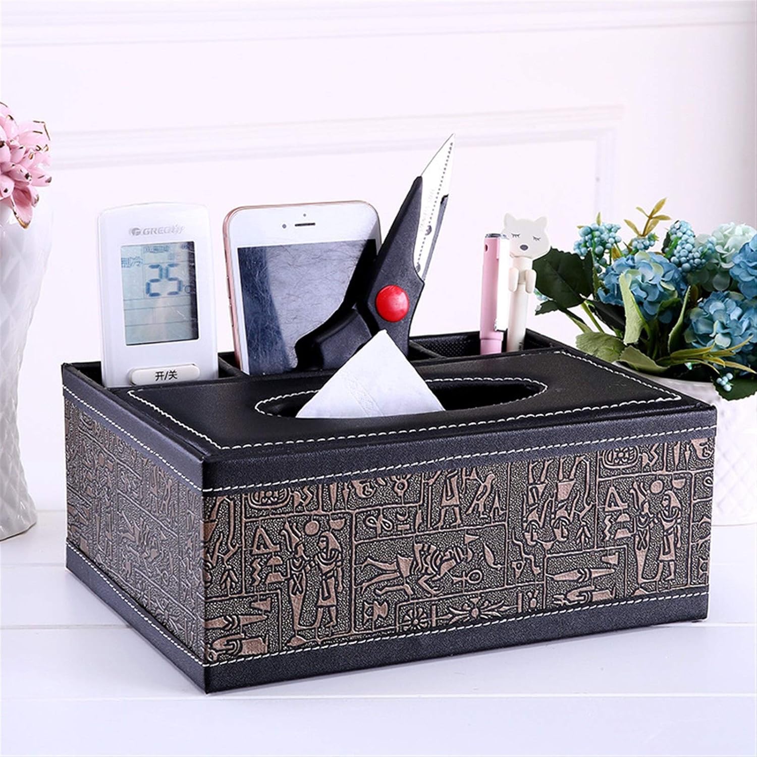 ZHIXIANG Tissue Box Holder,Multifunction PU Leather Tissue Box Holders