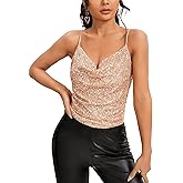 SweatyRocks Women's Sleeveless Sparkle Sequin Cami Crop Top Spaghetti Strap Party Tops