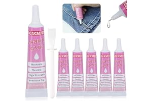 LOIKMIUP Fabric Glue Permanent(15MLx6), Washable and Waterproof Clear Clothing Glue, Fabric Adhesives for All Fabrics, Leather, Cotton, Denim, Polyester, Doll Repair