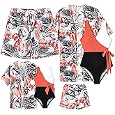 IFFEI Mommy and Me Family Matching Swimsuits One Piece Tummy Control Bathing Suit with Cover Up