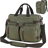 CROCOD 3 In 1 Laptop Bag for Men Women, 17.3 inch Convertible Messenger Bag Canvas Computer Briefcase, Laptop Shoulder Bag for Work Travel College (Green)