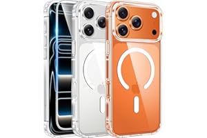 FNTCASE for iPhone 17 Pro Case, Compatible with Magsafe, Clear Transparent Magnetic Shockproof Protective Rugged Phone Cover with Screen Protector - 6.3 inch (A-Clear)