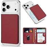 TUCCH for Magsafe Card Holder with Clear ID Window, Fit 6 Cards, RFID Blocking PU Leather Men Women Magnetic Phone Wallet for iPhone 17/16/15/14/13/12/Plus/Air/Pro/Pro Max Series, Dark Red