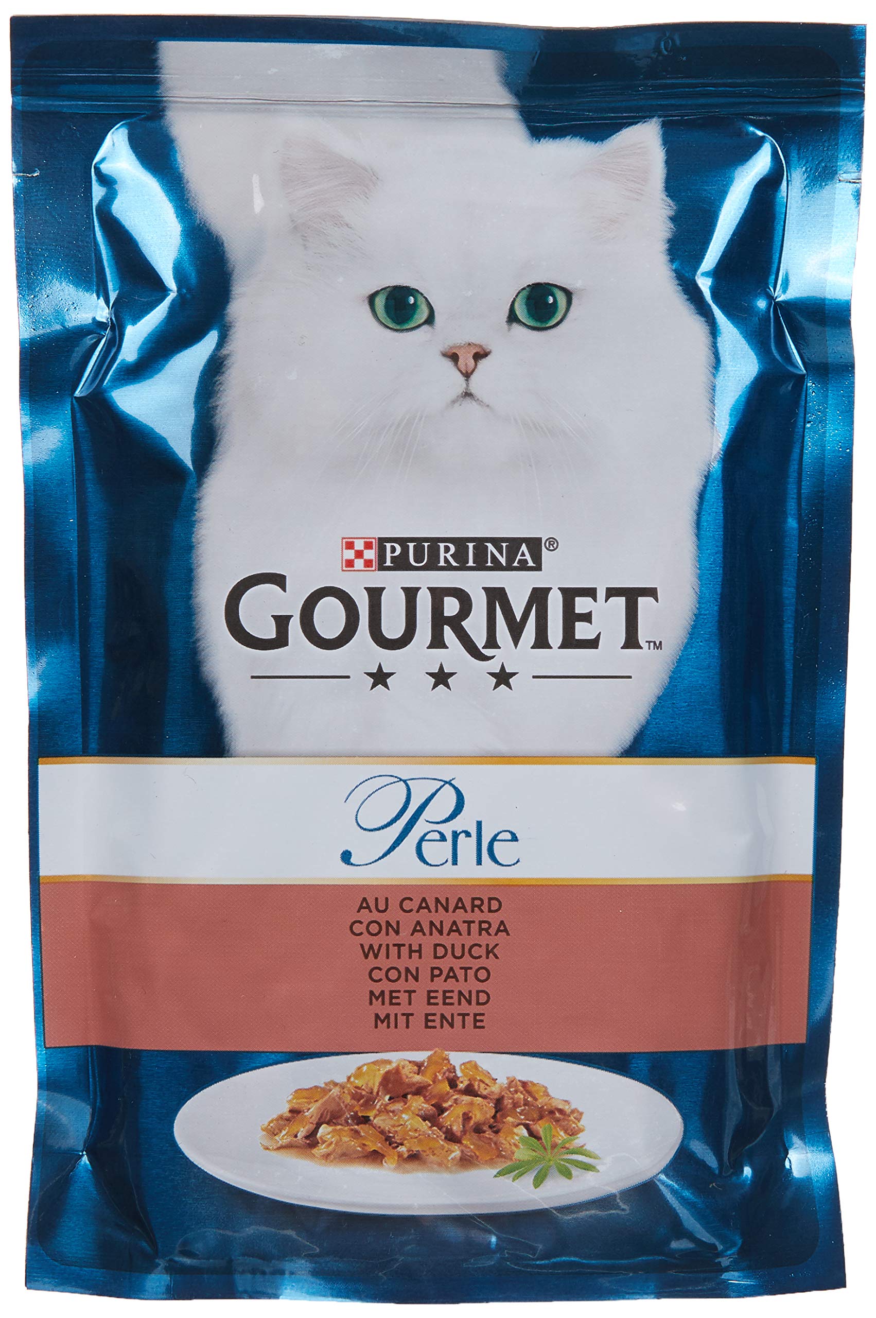 Gourmet Perle Exquisite Strips in Jelly, 96 Portion Bags, Wet Cat Food, Variety Mix, Pack of 96 (12 x 8 Bags of 85 g)