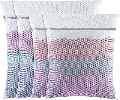 FUYOAL 4 PCS Mesh Laundry Wash Bags Large 60x50cm and 50x40cm with Zips