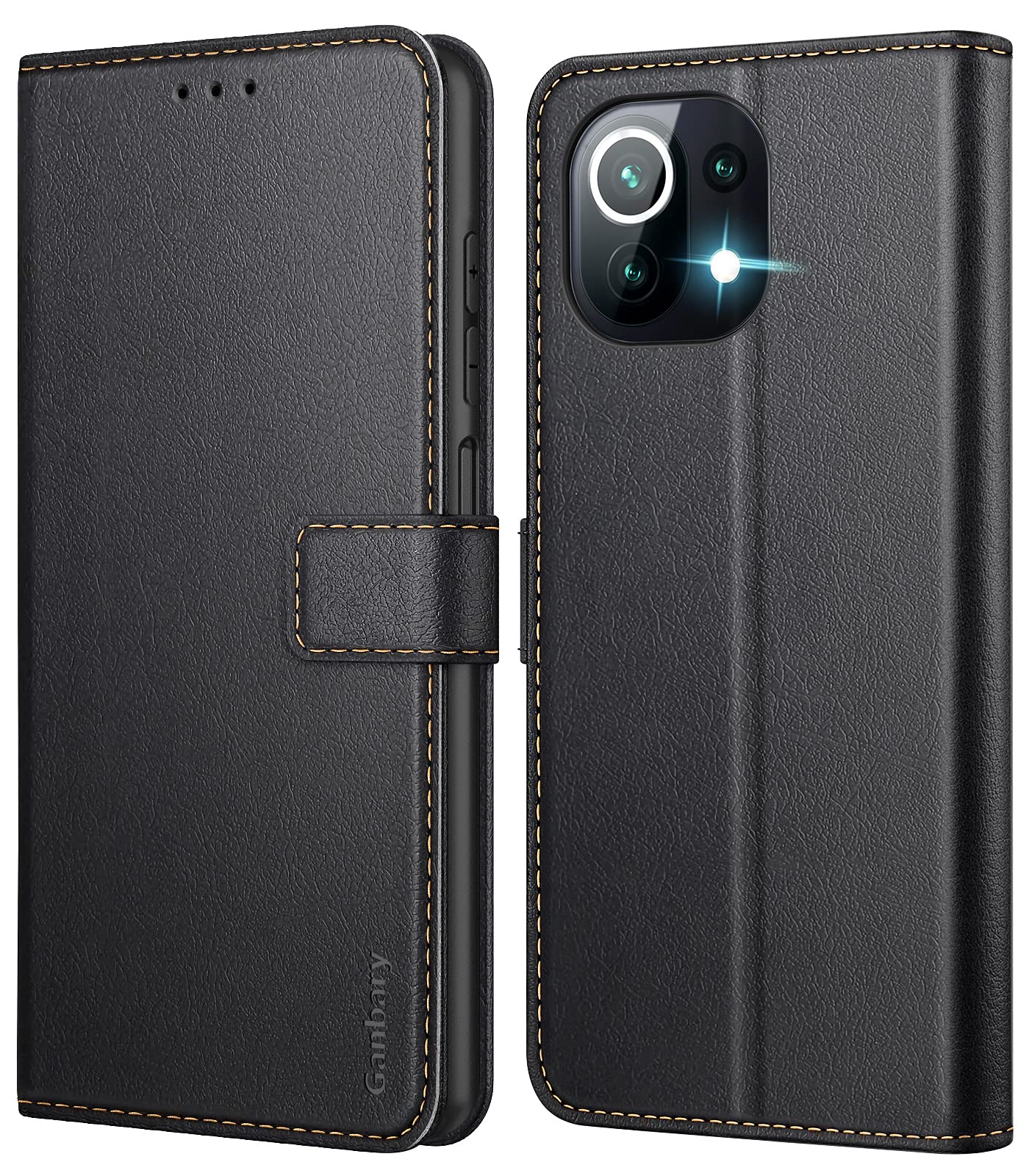 Ganbary Case for Xiaomi Mi 11 Lite, Premium PU Leather Flip Case Wallet Phone Case Protector [Full Protection] [Card Slots] [Kickstand] for Xiaomi Mi 11 Lite, Black