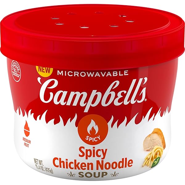 CAMPBELL’S SPICY CHICKEN NOODLE SOUP, 15.4 OZ MICROWAVABLE...