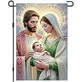 BlissYard Holy Family Christmas Garden Flag 12x18 Inch Nativity Yard Banner Double Sided Seasonal Religious Outdoor Porch Lawn Decoration Merry Christmas House Flag