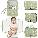 KeaBabies Portable Diaper Changing Pad - Large Waterproof Baby Changing Mat, Compact Travel Diaper Clutch, Functional Pockets Fit Newborn Essentials, Wipeable & Padded Baby Changer (Acacia)
