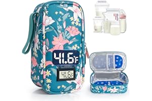 Breast Milk Cooler Travel Bag, Real-Time Temperature Display, Holds 20oz Breastmilk Storage Bag with 2 Breast Milk Ice Pack, Cooling & Waterproof Portable Cooler for Moms on The Go by WIBOND