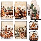 Bencailor 8 Pcs Christmas Gingerbread Kitchen Towel Pot Holders and Oven Mitts Set Gingerbread Kitchen Decor Dish Towels Farmhouse Oven Mitts Potholders for Xmas Cooking Baking Grilling Supply