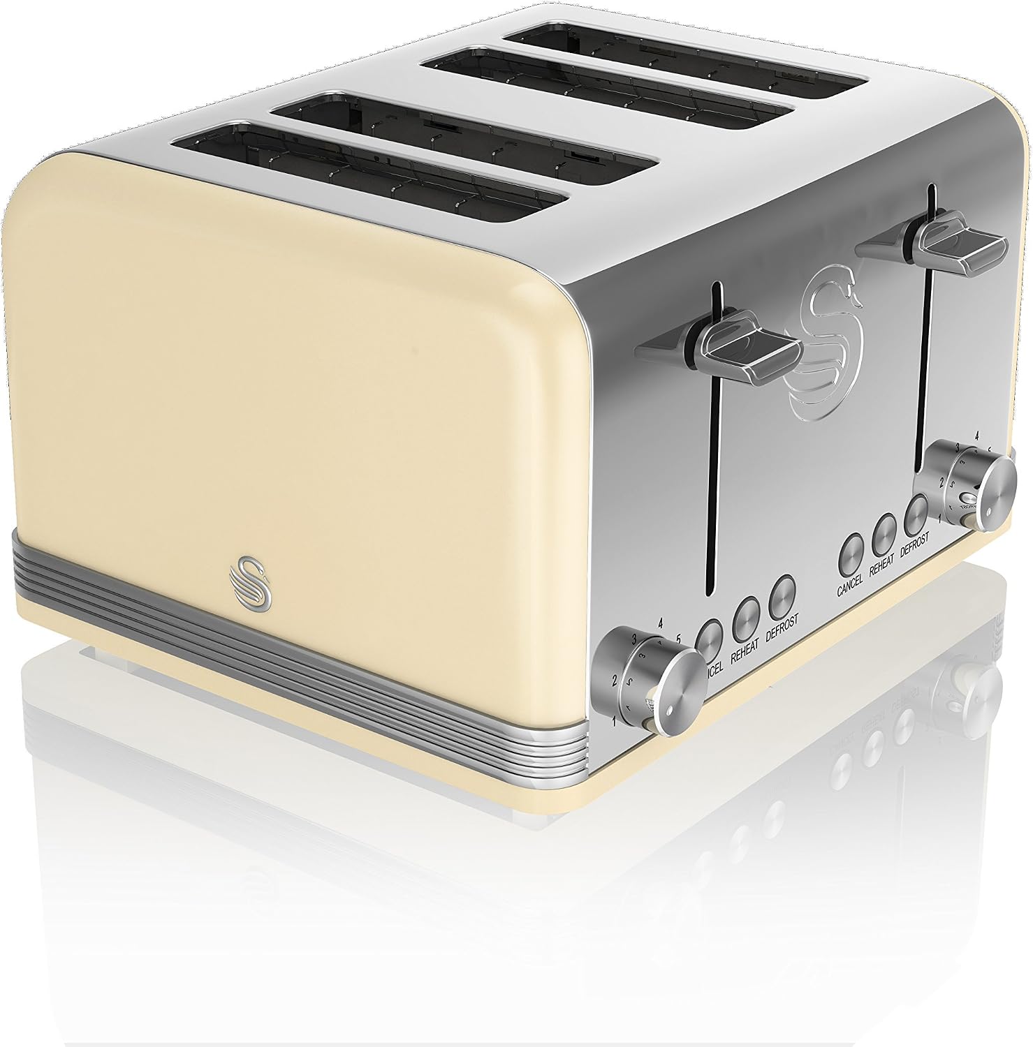 Swan 4 Slice Retro Toaster (Cream)