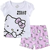 Hello Kitty Sanrio Girls 2 Piece Short Sleeve T-Shirt and Shorts Set for Little and Big Kids